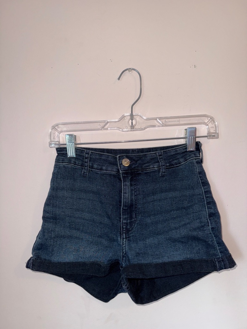Dark Blue High-Rise Denim Shorts